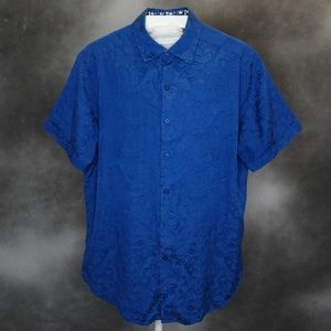 Robert Graham Mens Large Blue Paisley Casual Button Down Shirt